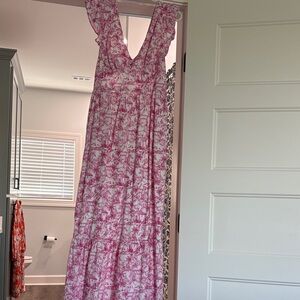 Skies Are Blue Pink Floral Maxi Dress